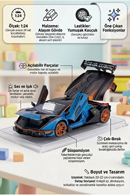 Tıfıl Toys Hobiez World 1:24 Lisanslı Metal Lamborghini Essenza