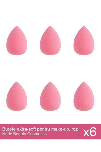 Set 6x Burete extra-soft pentru make-up, roz