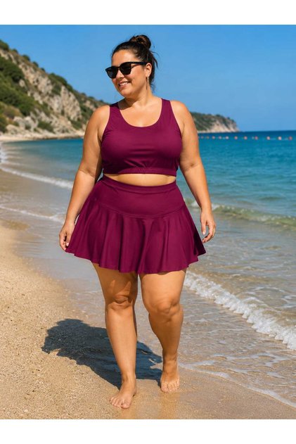 Etekli crop şortlu bikini