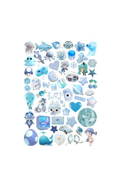 58 Pieces Blue Downtown, Sea, Music Themed Sticker Set - Sticker Set Scrapbook Bullet Journal