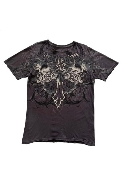 Gothic Affliction Double Skull Cross Unisex Tişört