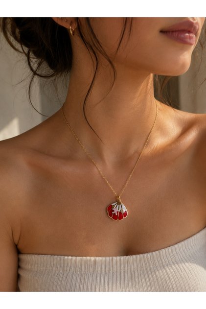 Summer Shell Necklace Red
