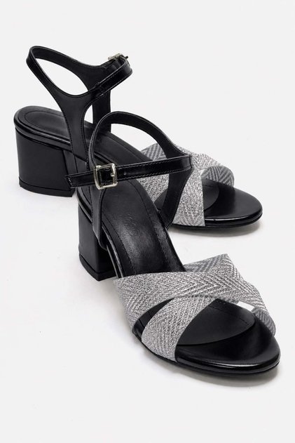 Women's Cross-Heel Covered Heel Sandals Black Metallic