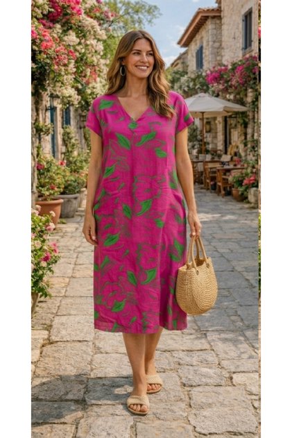 100% Cotton Viscose Short Sleeve Midi and Long Summer Dress
