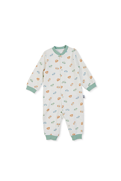 HelloBaby Erkek Bebek Tulum Çıtçıtlı Bisiklet Yaka Uzun Kol Patikli