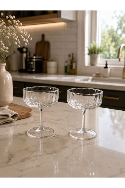 Mrk Model 2-Piece Glass Ice Cream & Magnolia Bowl 13X10 cm