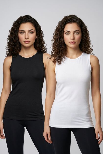 Women's Set of 2 Basic Cotton Crew Neck Thick Strap Undershirt Daily Comfortable Flexible Lycra Sports Blouse