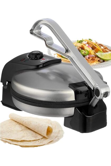 Electric Non-Stick Roti/Dosa Maker – 1600W Multi-Function Appliance for Roti, Dosa, Omelette, and Crepes with Chromed Aluminum Press Handle(ME-RM102-S)