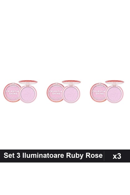 Set 3 Iluminatoare Celestial Shine 01, Highlighter Blush, Makeup