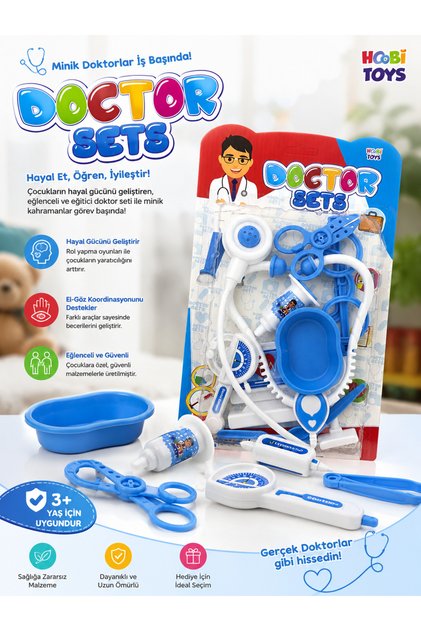 Hobi Toys Oyuncak Doktor Seti Çocuk Doktor Çantası Medikal Oyun Seti
