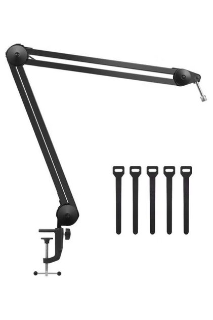 Adjustable Microphone Boom Arm Stand, Heavy Duty Desk Mount Mic Scissor Arm Bracket with Cable Ties for Studio Recording, Streaming, Podcasting, Gaming