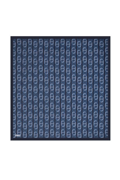 Navy Blue Chain Pattern Tivil Silk Scarf