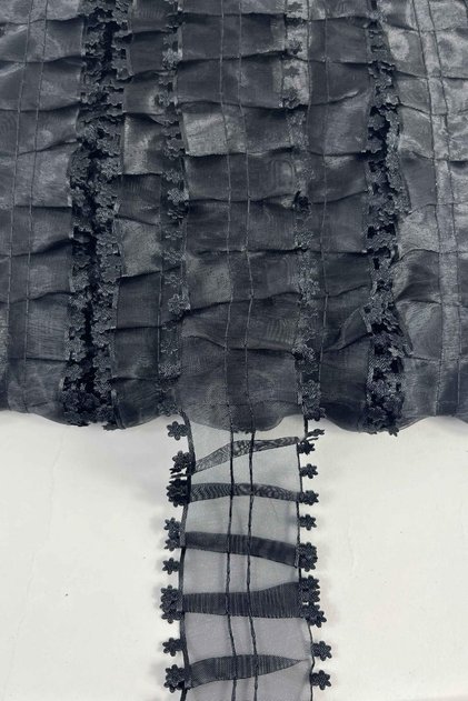 Black Edged Organlisse Organza Ruffle Ribbon – Romantic Decoration Ribbon with Flounces 1 Meter