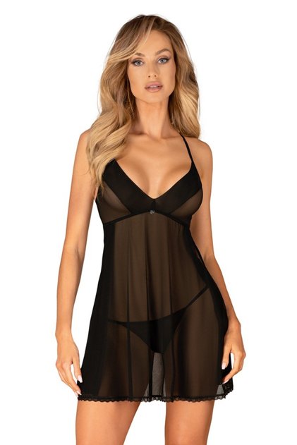 Lenjerie Plus Size – OBS Babydoll XS/S Negru, XS/S – Aerisit, moale și elastic
