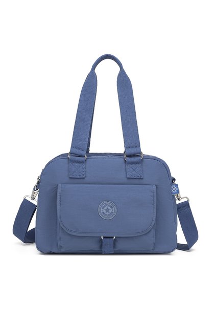 Medium Size Multi-Pocket Waterproof Lightweight Crinkle Fabric Women's Shoulder Bag Blue