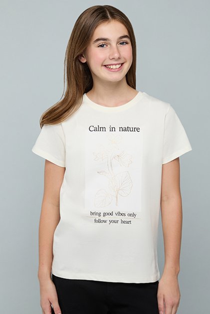 Printed T-Shirt with Crew Neck and Short Sleeves
