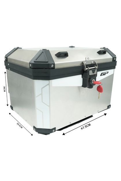 GP KOMPOZİT Base Universal 58 lt Alüminyum Motosiklet Çantası Gri