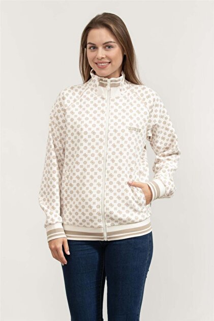Aggie Kadın Aktif Scuba Fermuarlı Sweatshirt Krem