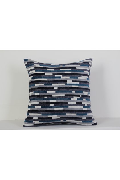 Navy Blue Geometric Patterned Decorative Throw Pillow Cover Modern Design