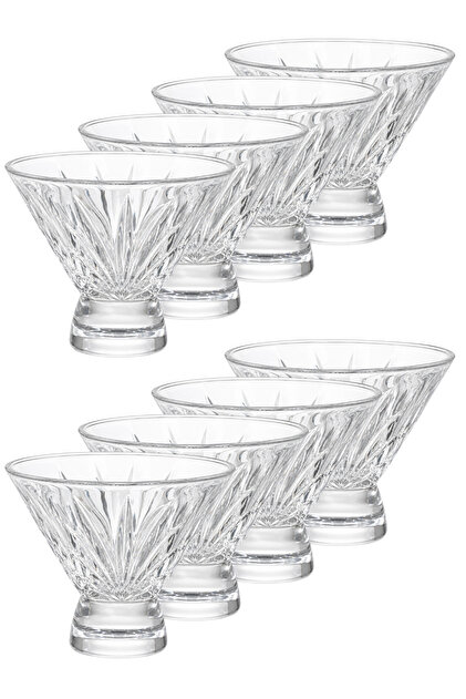 8-piece crystal glass yogurt dessert set with a fixed base