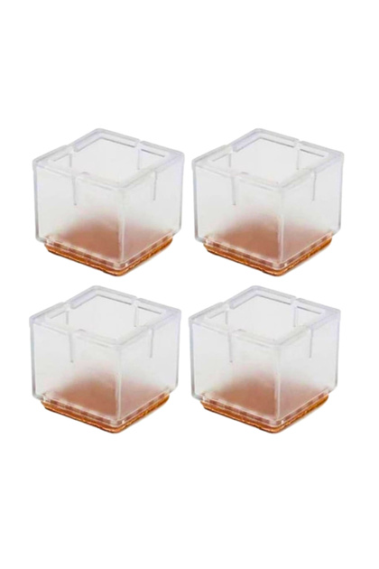 Set 4 Protectii picioare mobilier, Patrate 42-45mm cu Pasla, Elastice, capace transparente