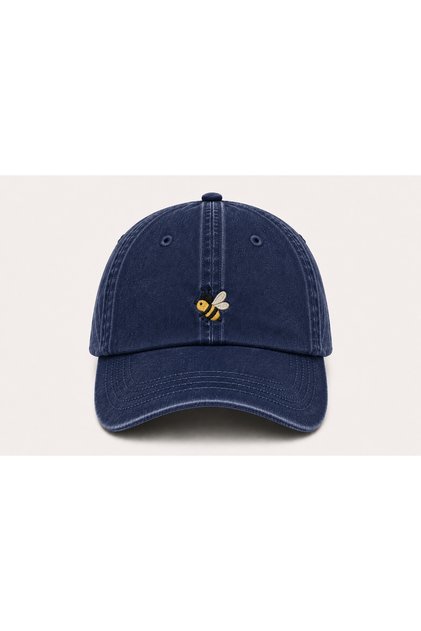 Bee Embroidered Vintage Washed Baseball Cap
