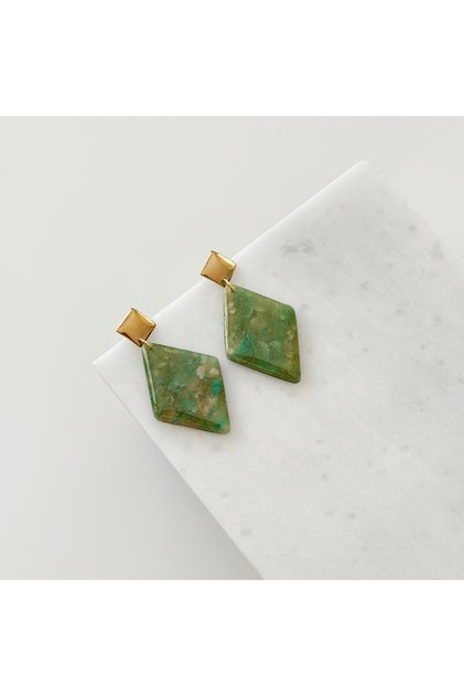 Jade Effect Dangle Handmade Earrings
