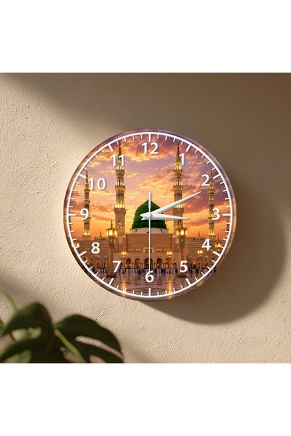Mescid-i Nebevî Duvar Saati – 33 cm UV Baskılı MDF Duvar Saati