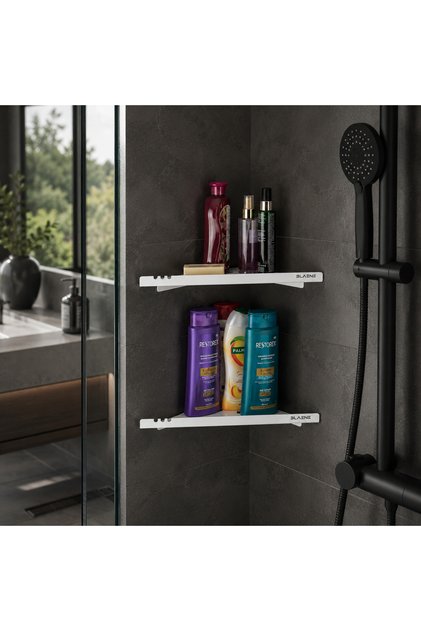 Lifetime 304 Stainless Steel Double Layer Corner Bathroom Shower Shelf Showercub Shelf Bathroom Shelf Shampoo Shelf Matte White - Bth-001