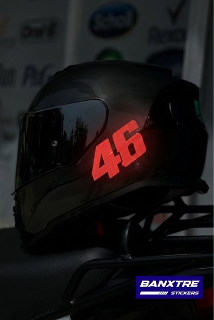 Reflective 46 Racing Style Logo Sticker Decal for Motor-Car-Helmet (1 Piece)