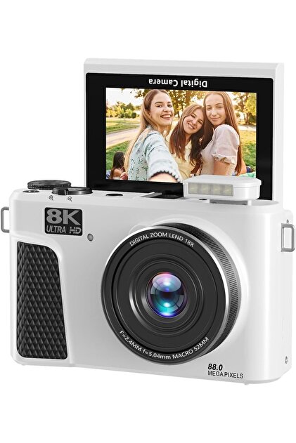 KAZEMTECH 8K Dijital Retro Video Kamera 88MP 18X Zoom Flaşlı (64GB