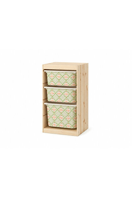 TROFAST Kutu Etiketi-Çocuk Odası Depolama- 4lü Set- Çiçekli