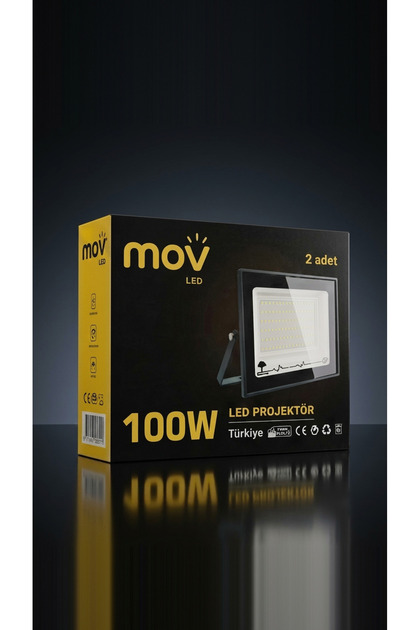 2'li 100W LED Projektör Beyaz Işık IP66 Bahçe Dış Mekan Aydınlatma