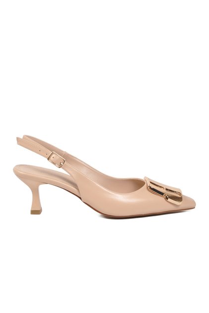 Beige Thin Short Heeled Women's Evening Dress Shoes 26751 Z