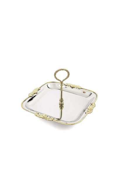 Silver Gold Embellished Presentation Plate 24X17Cm
