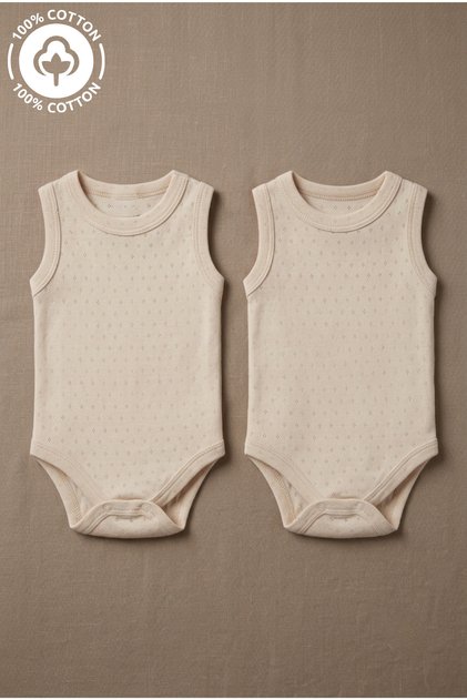 2-Piece Bodysuit 100% Cotton Jacquard (0-36 Months)