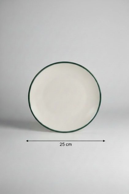 Set of 6 Valencia Serving Plates 25cm Rim Green
