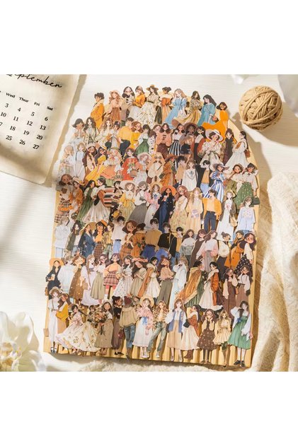 100 Adet Karakter İnsan Figürü Sticker/ Scrabook ve Bullet Journal Sticker