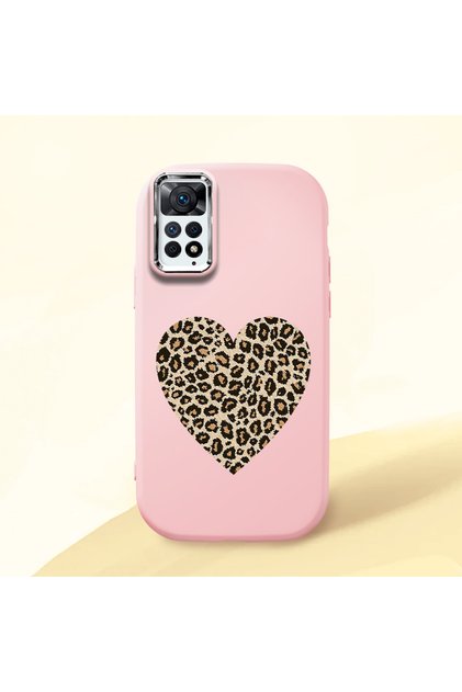 Redmi Note 11 Pro Compatible Case Camera Protector Pink Silicone Couple Phone Case Heart Pattern
