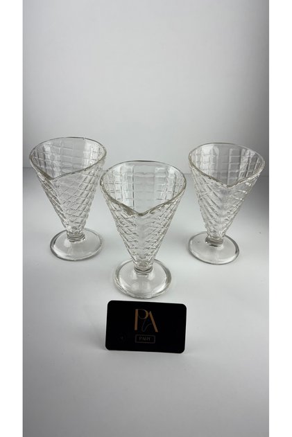 3-Piece Crystal Transparent Ice Cream Bowl Glass Ice Cream Bowl Magnolia Dessert Cup Set Presentation Container