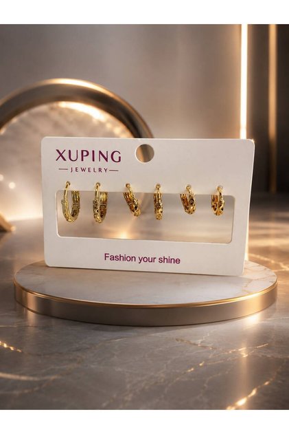 Xuping Gold 3'lü Halka Küpe Seti