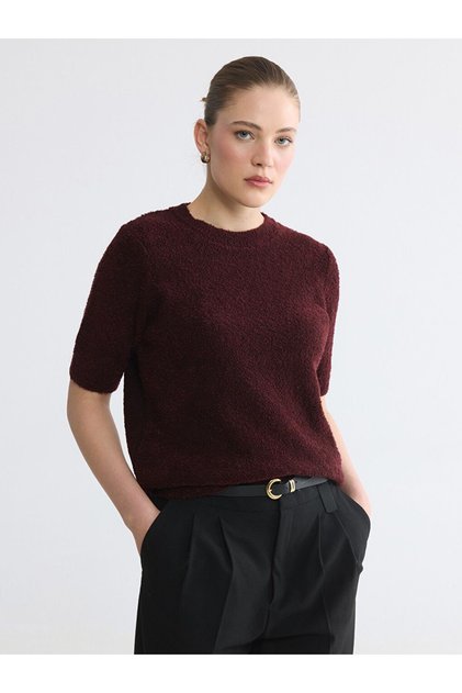 Lcw Comfort Burgundy Crew Neck Women's Knitwear Sweater