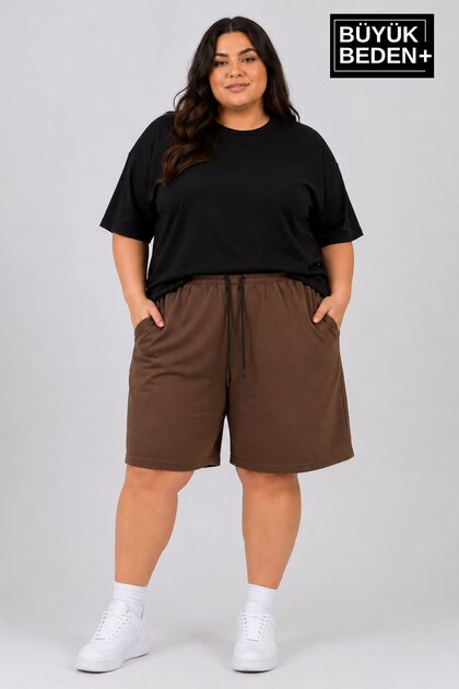 Süperlife Large Size Women's Lace-Up Shorts Spr26Bsrk592