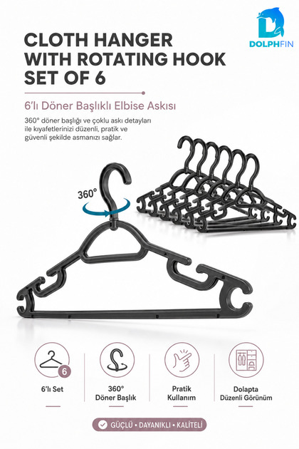 Rotating Head Clothes Hanger Plastic Clothing Hanger In-Cabinet Wardrobe Organizer 41X21X6 cm