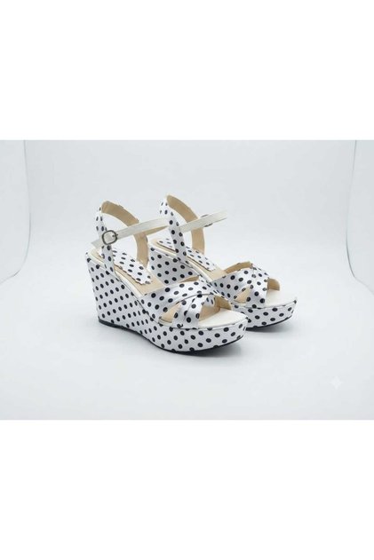 Polka Dot Crossed Strap Padded Women's Sandals