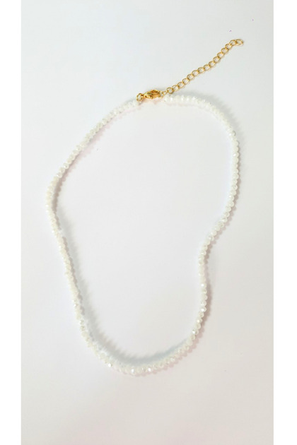 Kristal Kadın Kolye - Klipsi Altın Kaplama - Choker 40 cm