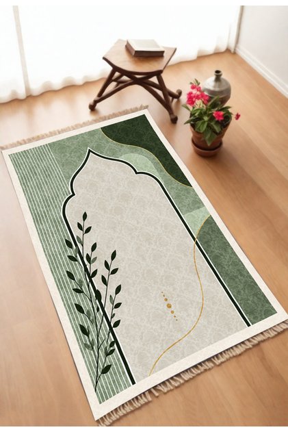Dekoratif Dijital Baskılı Kaymaz Taban Seccade Namazlık 75x120