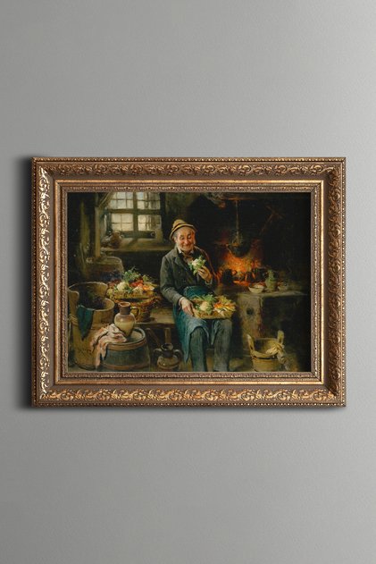 Vegetable Vendor - Vintage Patterned Painting - Thick Model