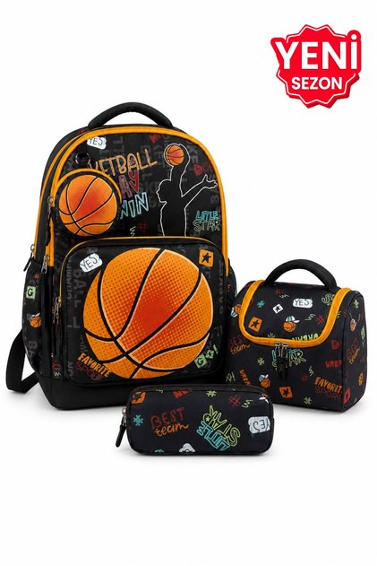 Premium Boys' Elementary School Backpack with Thermal Lunch Compartment, Pencil Case, and Wallet Accessories