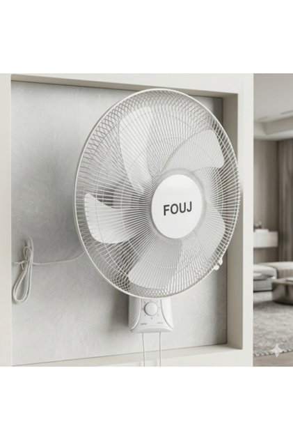 Wall Fan (Wall-Mounted) 5 Blades with Drawstring Control White - Fogu